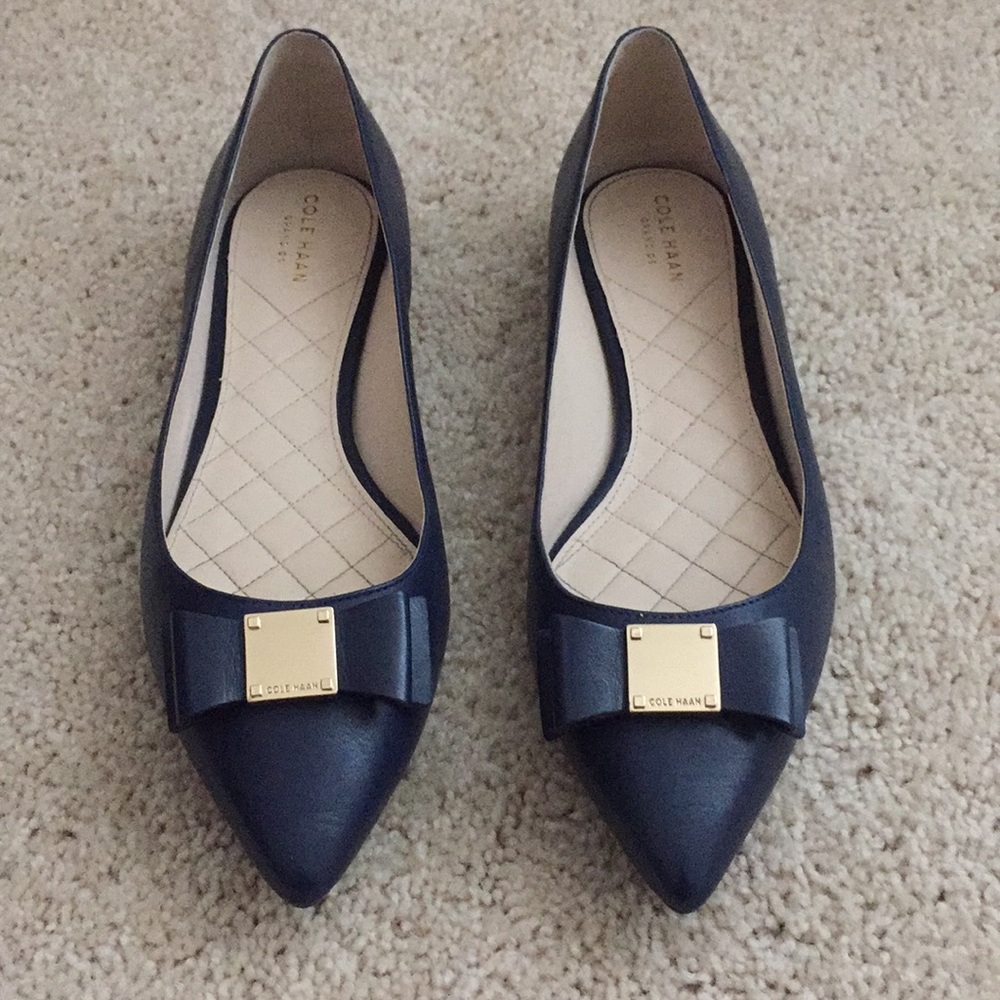 New Cole Haan Tali Bow Skimmer Flat 9.5 navy
